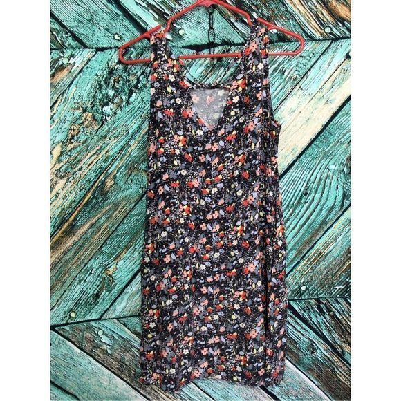 Gap XS Floral Dress Sundress Black Multi Color - Picture 3 of 15
